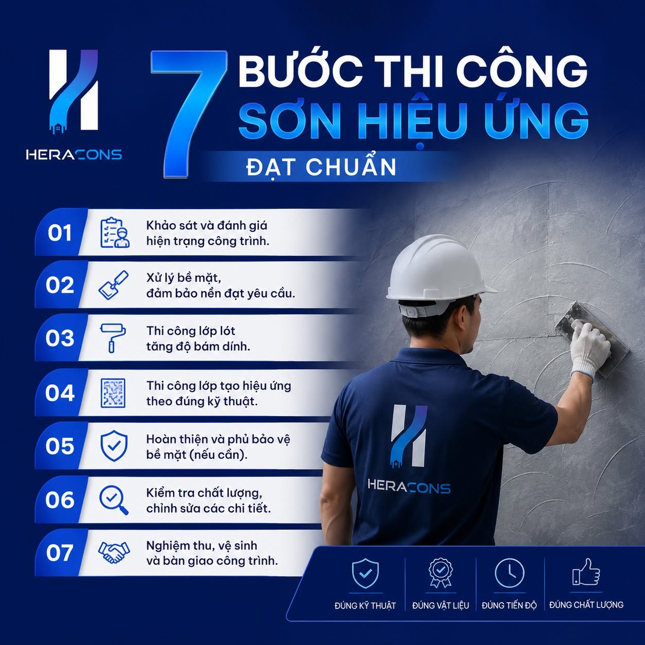 7 bước thi công sơn hiệu ứng đạt chuẩn của Heracons